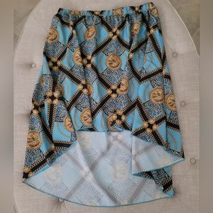 KK Kardashian Kollection High Low Skirt Teal Black Gold Office to Date Night